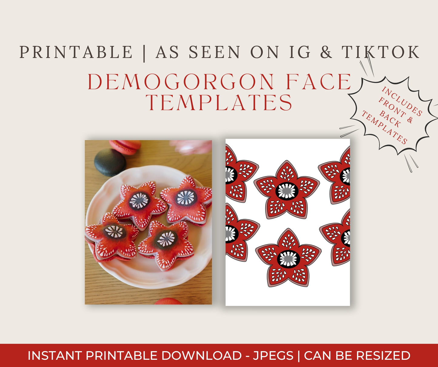 FREE Downloadable Template - Demogorgon Macarons