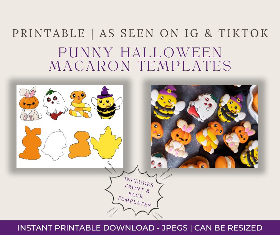 Punny Halloween Macaron Templates
