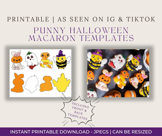 Punny Halloween Macaron Templates