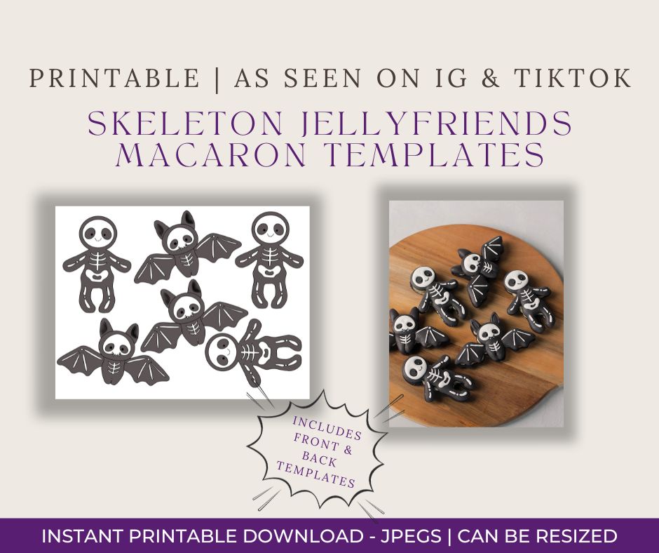Skeleton Jellyfriends Halloween Macaron Templates