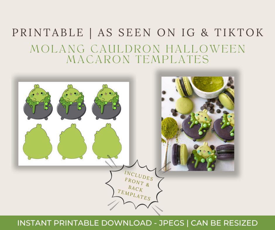 Molang Cauldron Halloween Macaron Templates