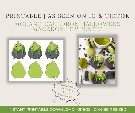 Molang Cauldron Halloween Macaron Templates