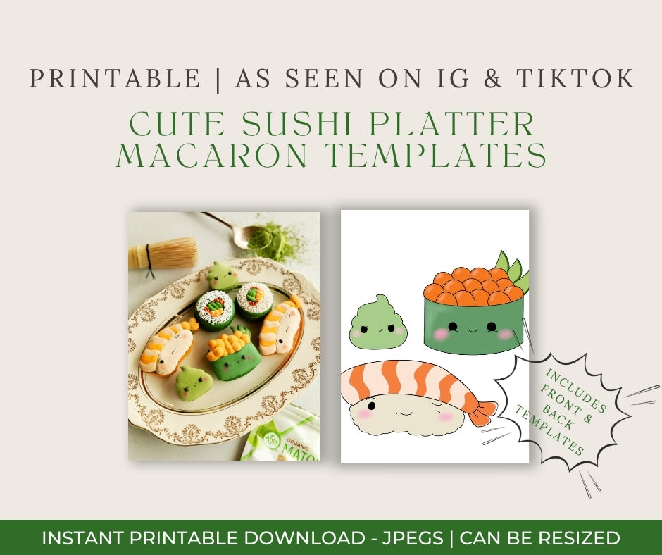 FREE Downloadable Template - Cute Sushi Macaron Set