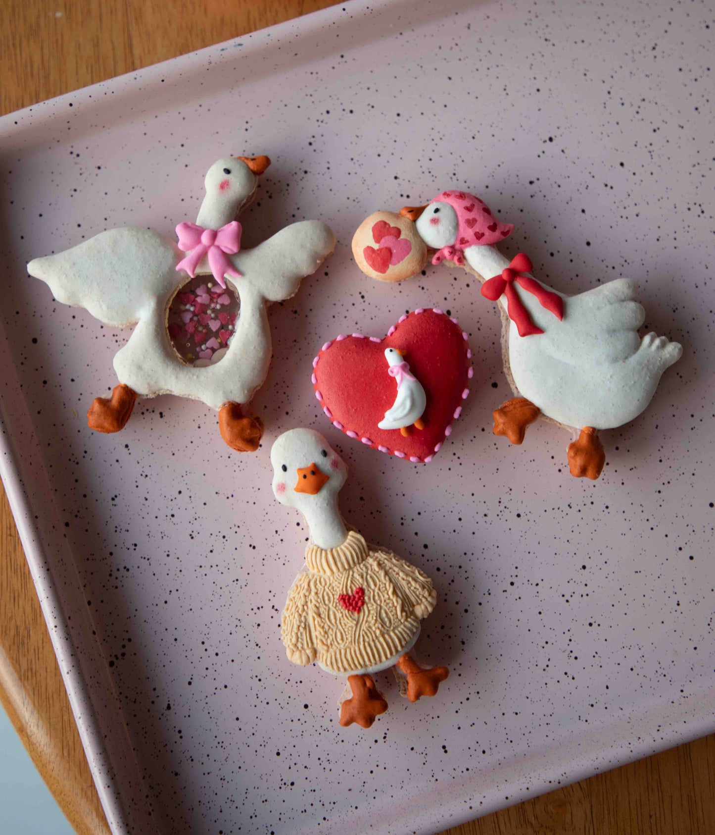 Petite Meringue's Macaron Guide: Whimsical Valentine's Geese Edition